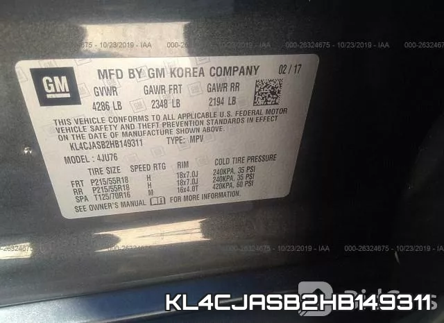 KL4CJASB2HB149311 фото 10