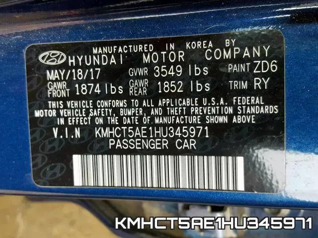 KMHCT5AE1HU345971 фото 2