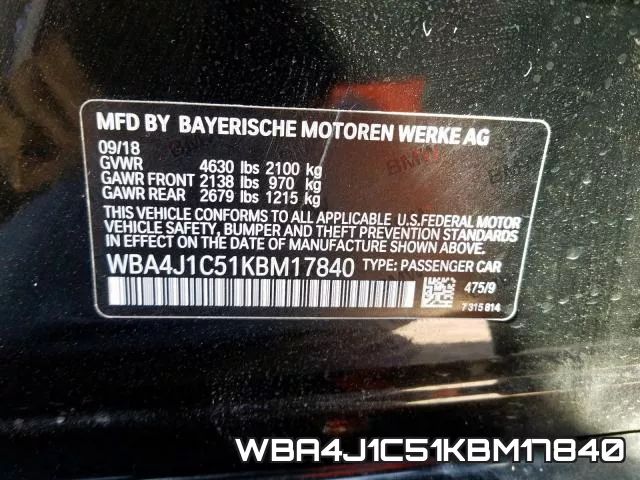 WBA4J1C51KBM17840 фото 2