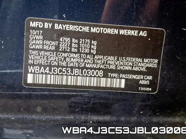 WBA4J3C53JBL03008 фото 2