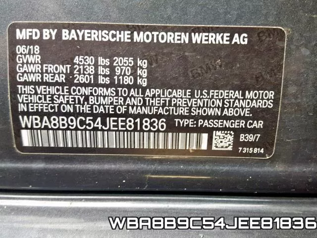 WBA8B9C54JEE81836 фото 2