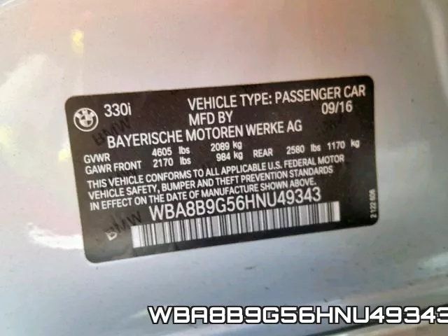 WBA8B9G56HNU49343 фото 2