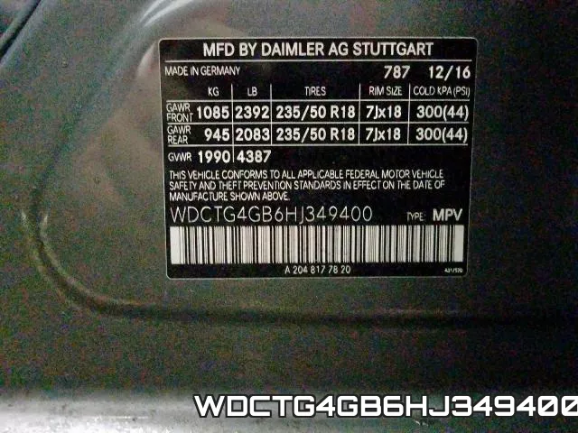 WDCTG4GB6HJ349400 фото 2