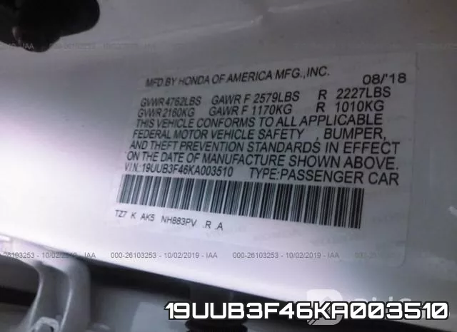 19UUB3F46KA003510 фото 10