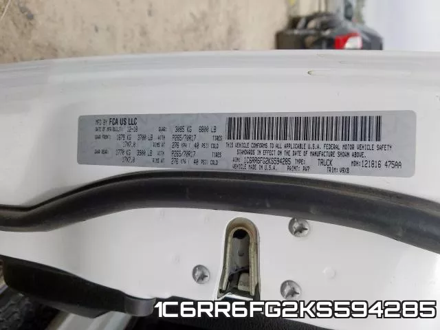 1C6RR6FG2KS594285 фото 2