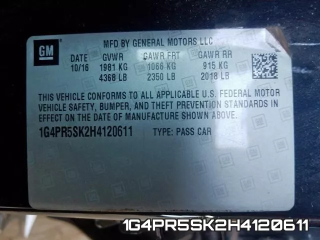 1G4PR5SK2H4120611 фото 2