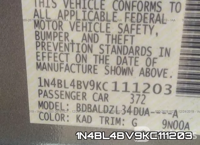 1N4BL4BV9KC111203 фото 10