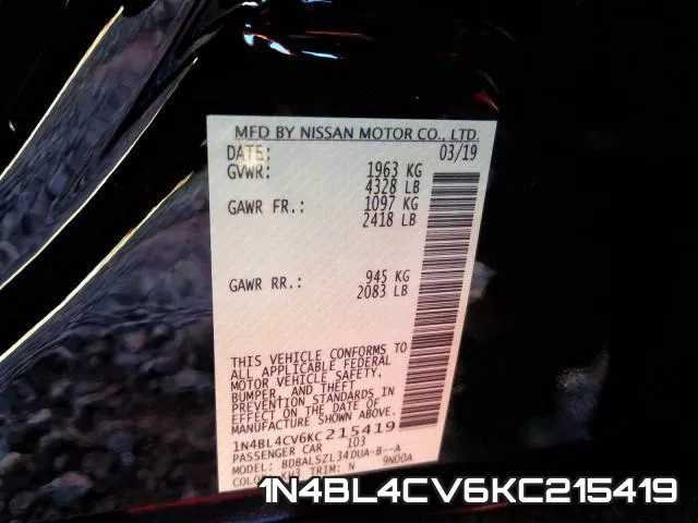 1N4BL4CV6KC215419 фото 2