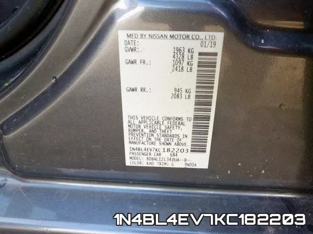 1N4BL4EV7KC182203 фото 2