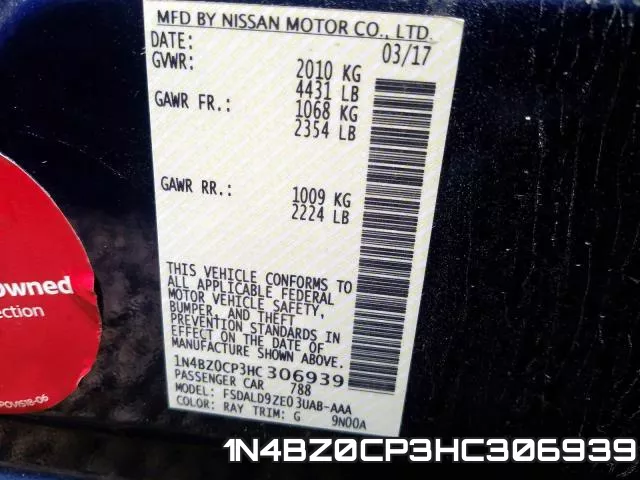 1N4BZ0CP3HC306939 фото 2