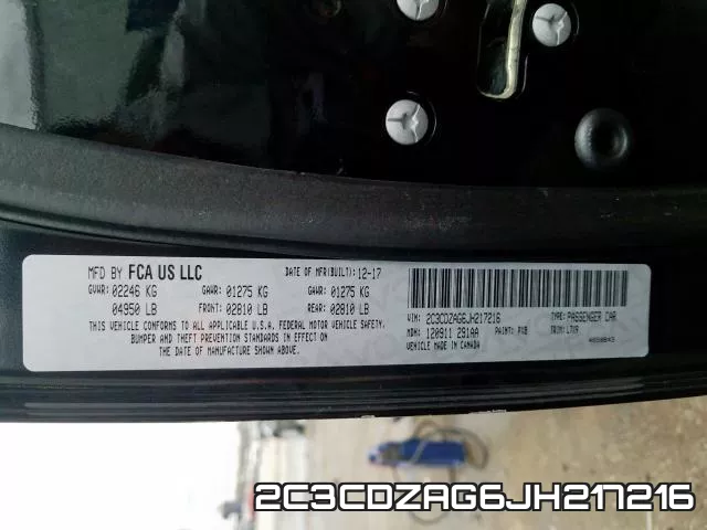 2C3CDZAG6JH217216 фото 2