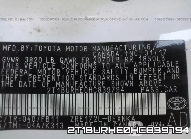 2T1BURHE0HC839794 фото 10