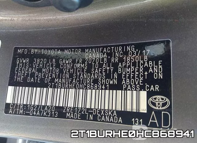 2T1BURHE0HC868941 фото 10