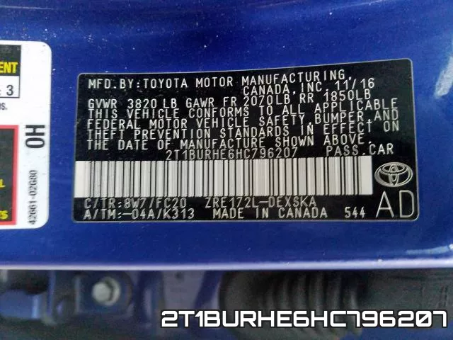 2T1BURHE6HC796207 фото 2