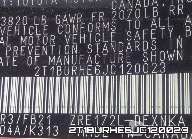2T1BURHE6JC120023 фото 10