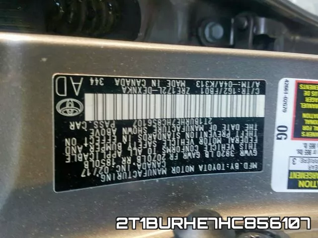 2T1BURHE7HC856107 фото 2