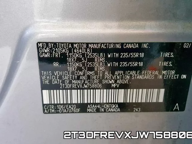 2T3DFREVXJW758806 фото 2
