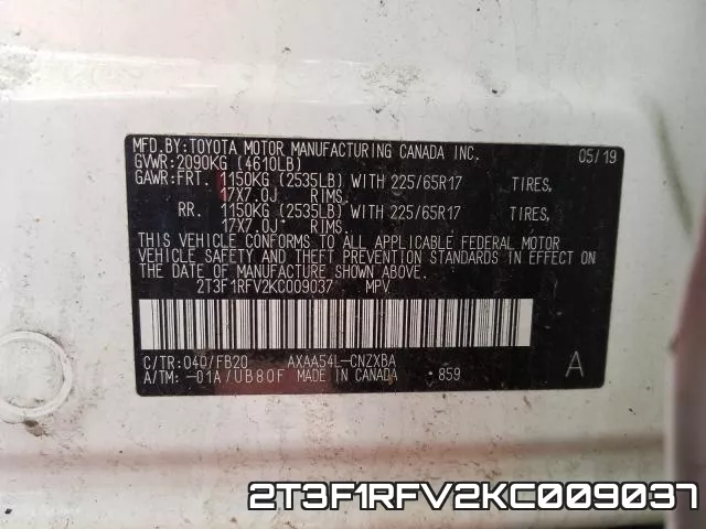 2T3F1RFV2KC009037 фото 2