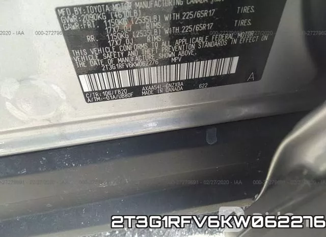2T3G1RFV6KW062276 фото 10