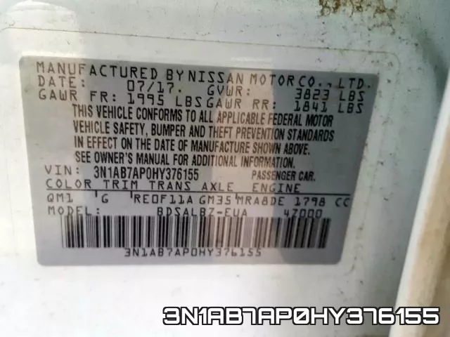 3N1AB7AP0HY376155 фото 2
