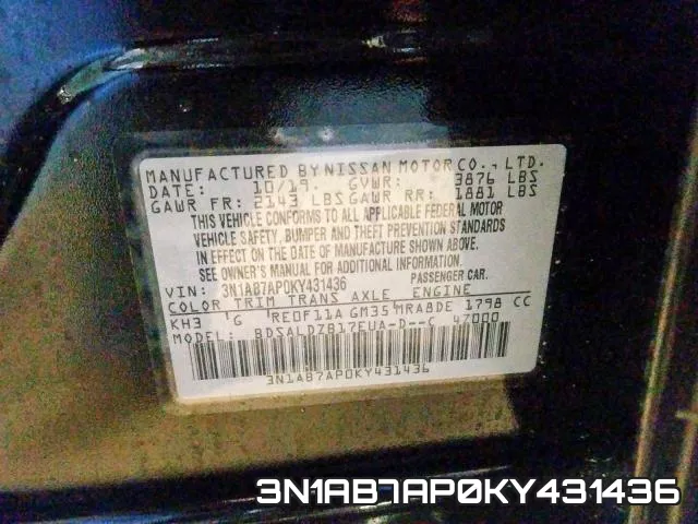 3N1AB7AP0KY431436 фото 2