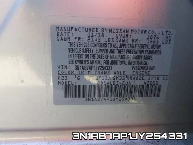 3N1AB7AP1JY254331 фото 2