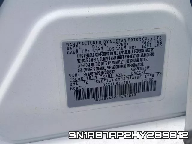 3N1AB7AP2HY289812 фото 2