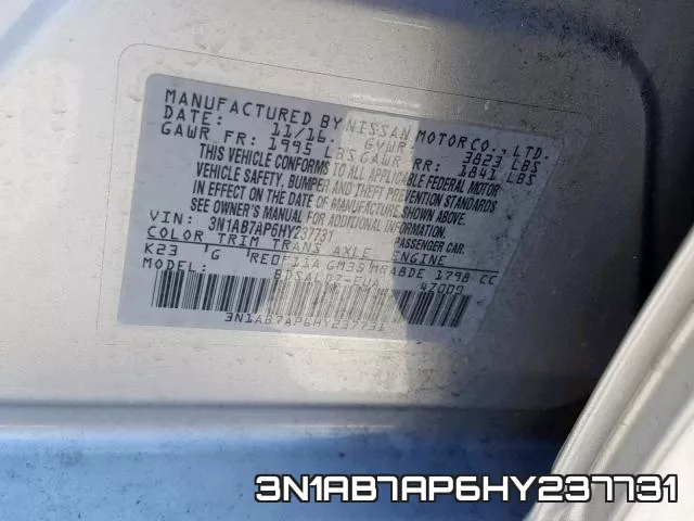 3N1AB7AP6HY237731 фото 2