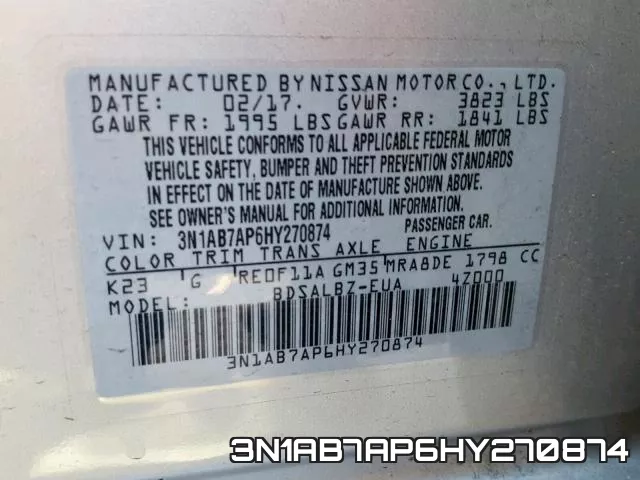3N1AB7AP6HY270874 фото 2