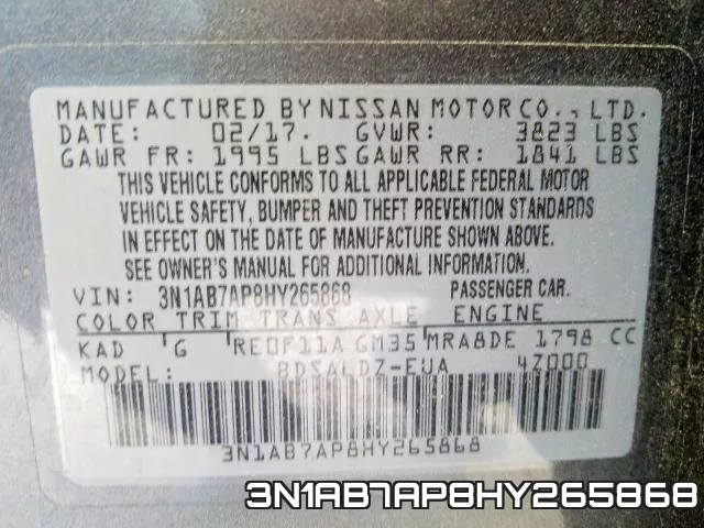 3N1AB7AP8HY265868 фото 2