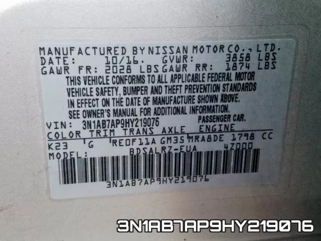 3N1AB7AP9HY219076 фото 2