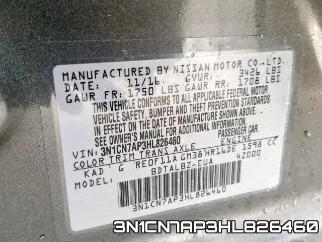3N1CN7AP3HL826460 фото 2