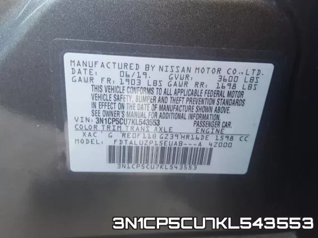 3N1CP5CU7KL543553 фото 2