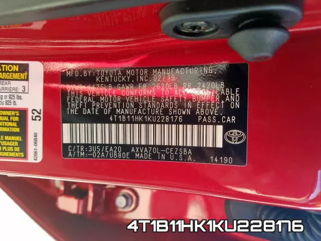 4T1B11HK1KU228176 фото 2