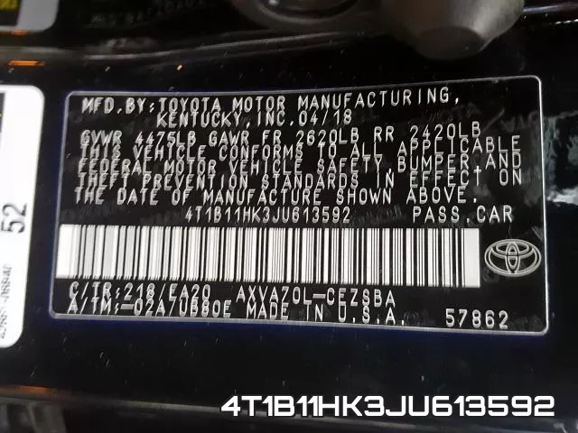 4T1B11HK3JU613592 фото 2
