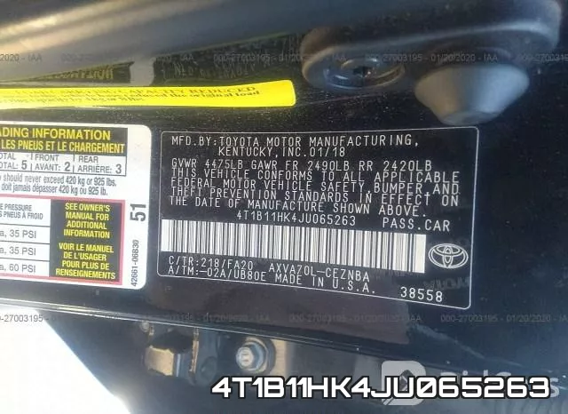 4T1B11HK4JU065263 фото 10