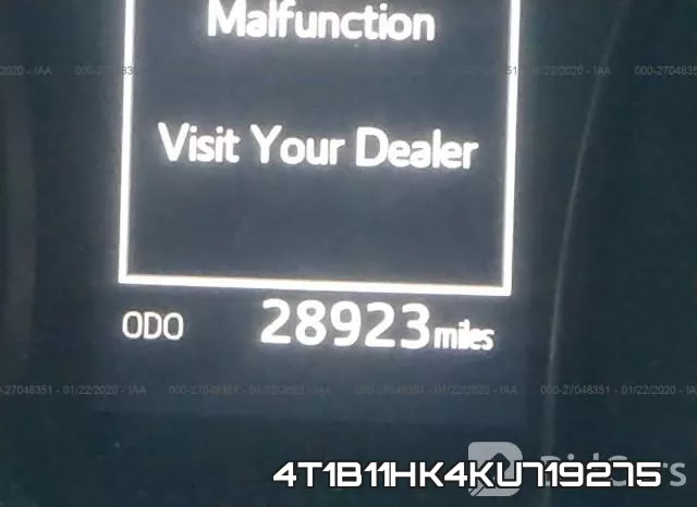 4T1B11HK4KU719275 фото 8