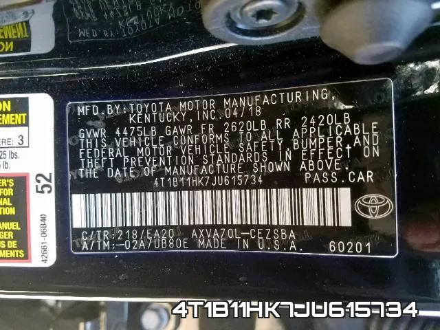 4T1B11HK7JU615734 фото 2