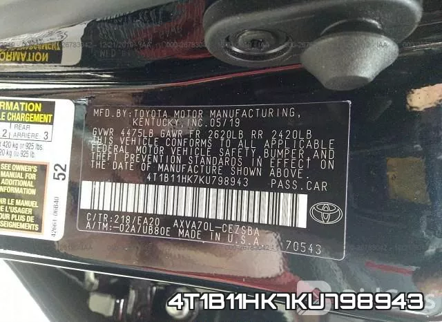 4T1B11HK7KU798943 фото 10