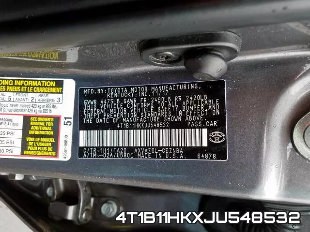 4T1B11HKXJU548532 фото 2
