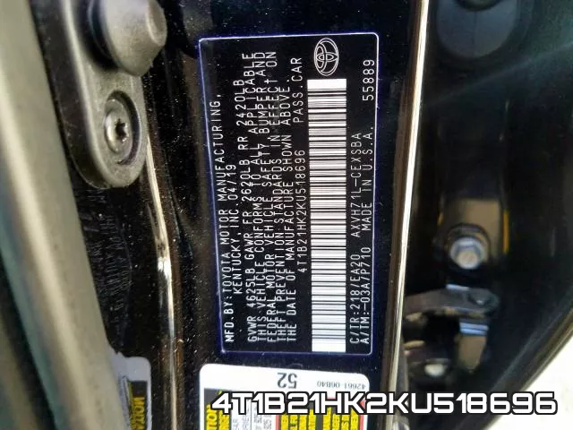 4T1B21HK2KU518696 фото 2