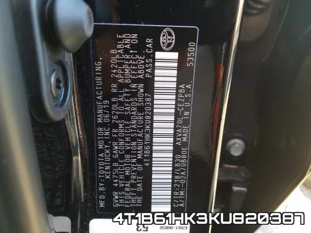 4T1B61HK3KU820387 фото 2