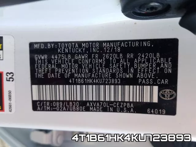 4T1B61HK4KU723893 фото 2