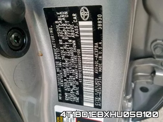 4T1BD1EBXHU058100 фото 2
