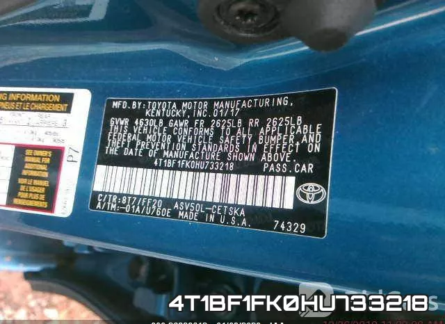 4T1BF1FK0HU733218 фото 10