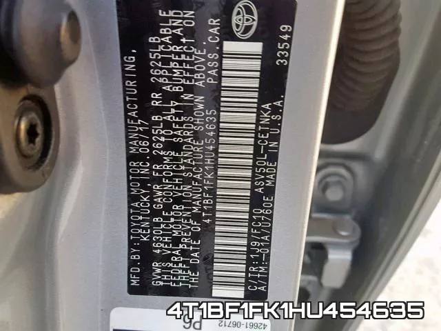 4T1BF1FK1HU454635 фото 2