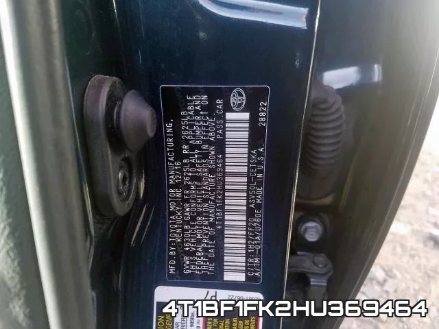 4T1BF1FK2HU369464 фото 2