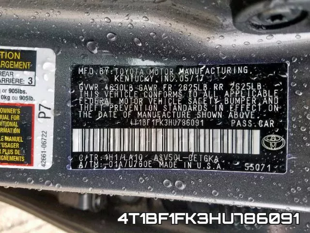 4T1BF1FK3HU786091 фото 2