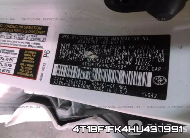 4T1BF1FK4HU437991 фото 10