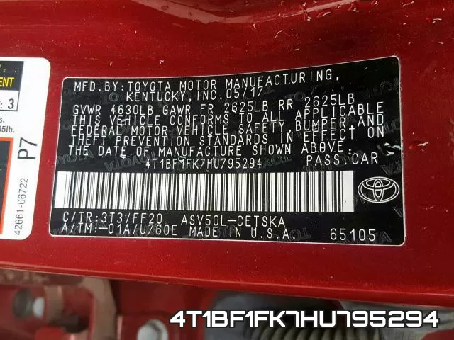 4T1BF1FK7HU795294 фото 2